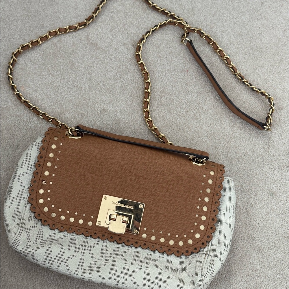 Michael Kors Tan and Cream Crossbody Bag
